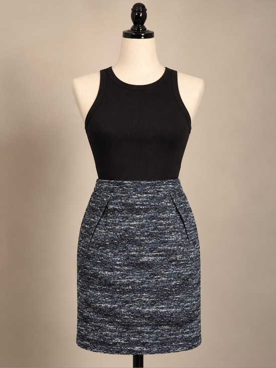 Tommy Hilfiger Dresses & Skirts - Tommy Hilfiger Tweed Pencil Skirt Size 4 Blue Black Preppy Academia